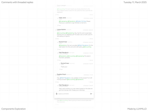 Comments with threaded replies - Components Exploration by Luis R. Melo