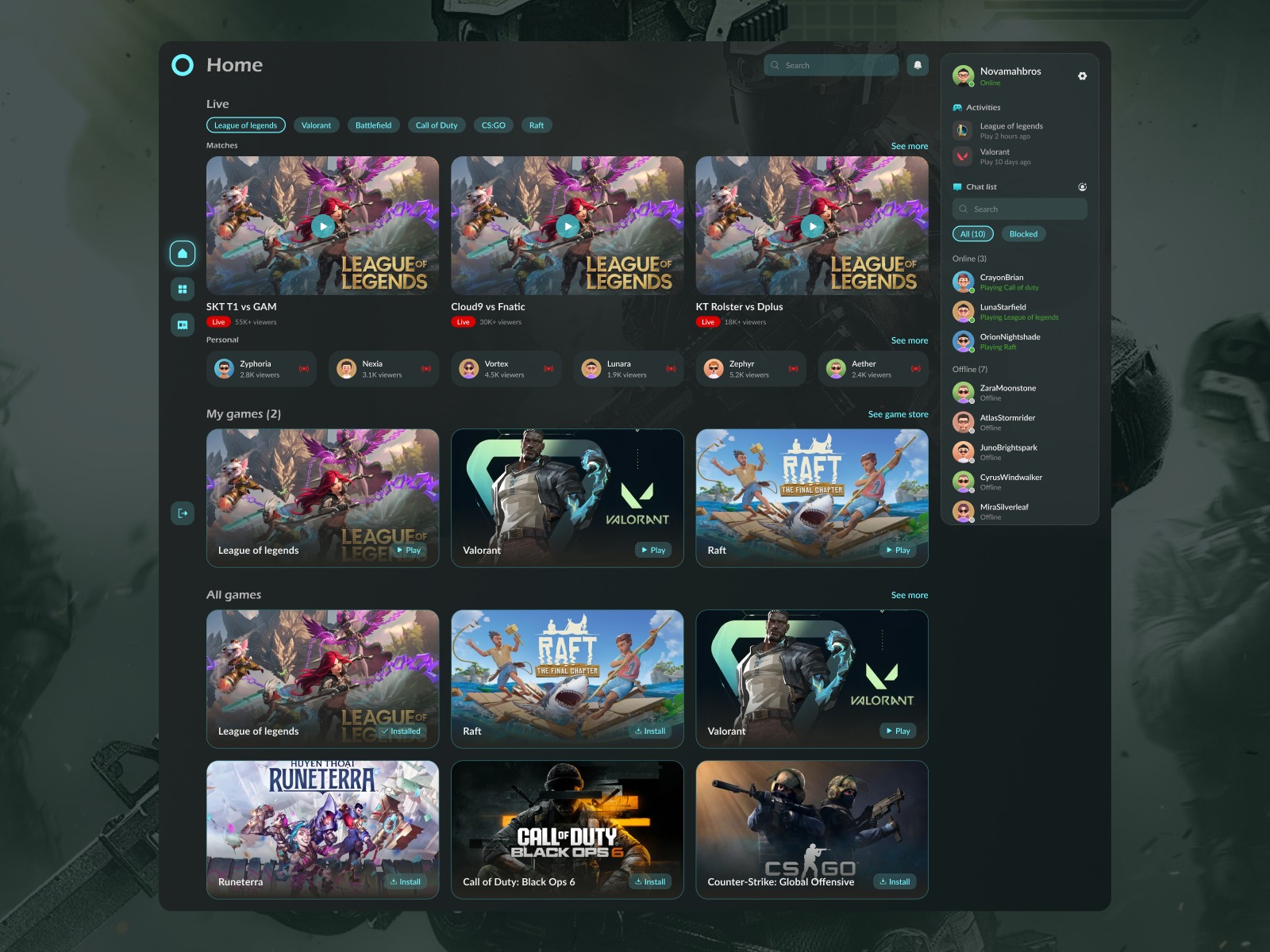 Concept: game dashboard Image 0