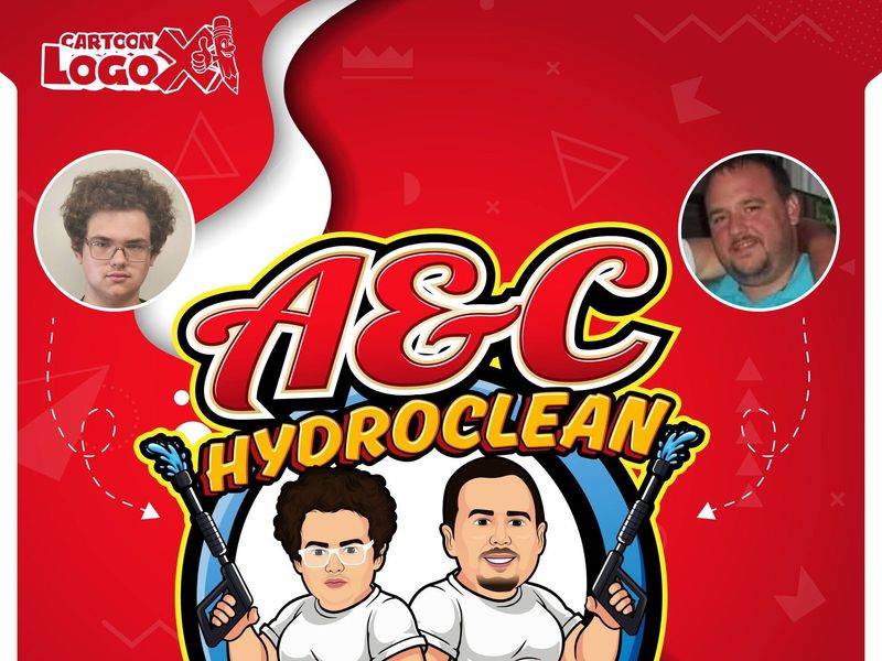 Cartoon Portrait Logo Design and Branding Kit for Pressure Washing Business