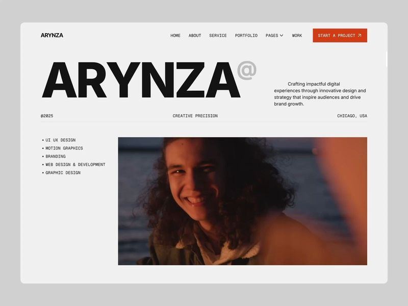 ARYNZA – Minimal Creative Agency Website UI