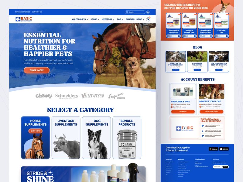 Animal Supplement eCommerce Website | Shopify UI/UX