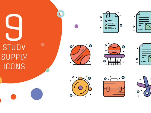 Study supply icons set