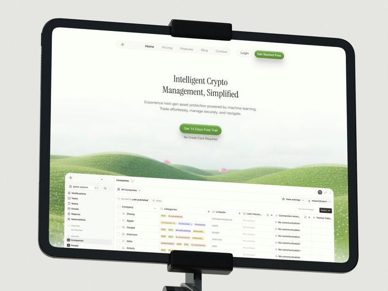 Intelligent Crypto Management Landing Page – Web UI Design