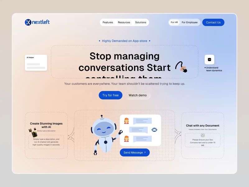 AI Customer Support SaaS Landing Page UI Design