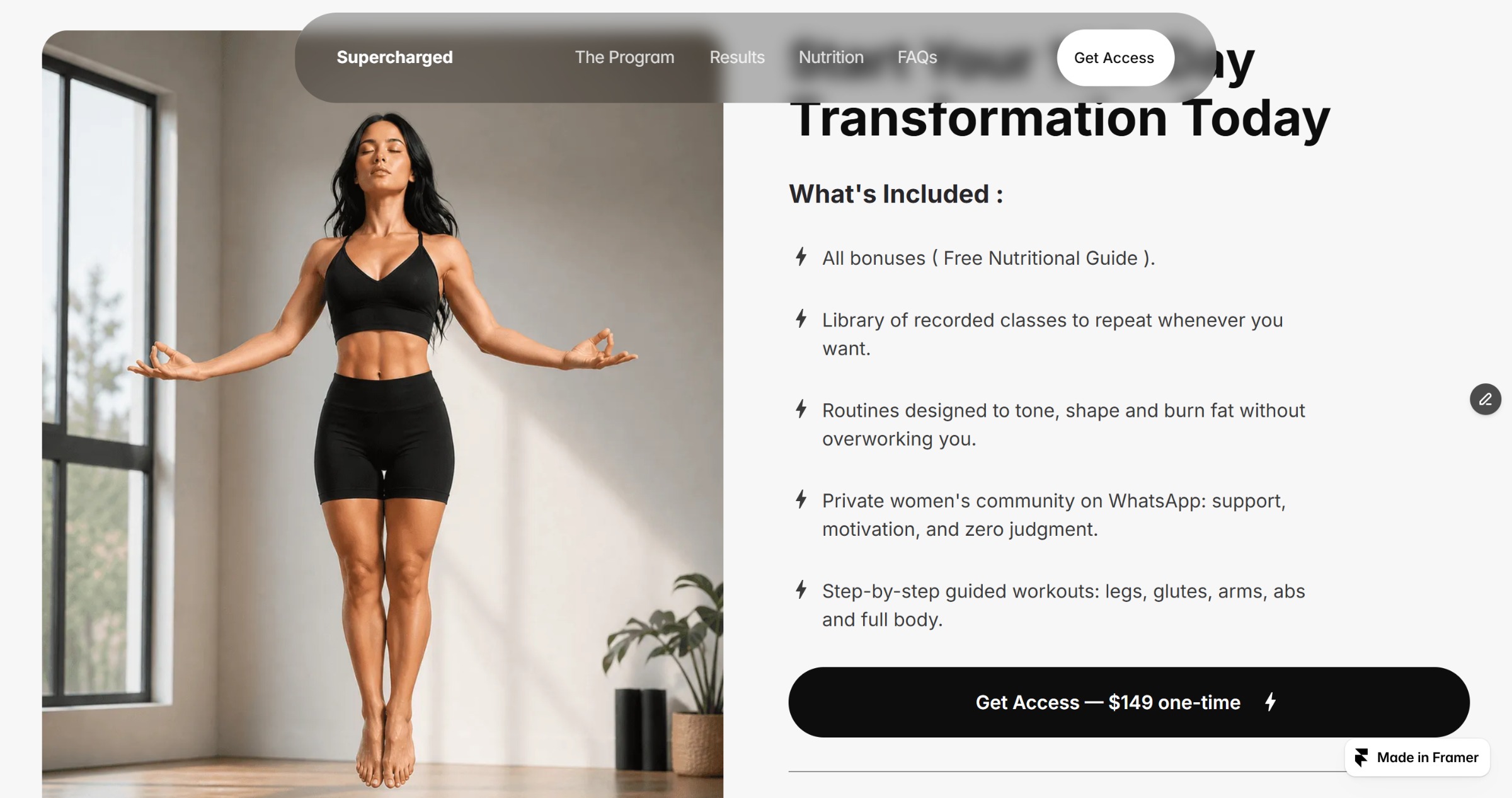 Fitness Funnel Framer Template for Coaches Image 1