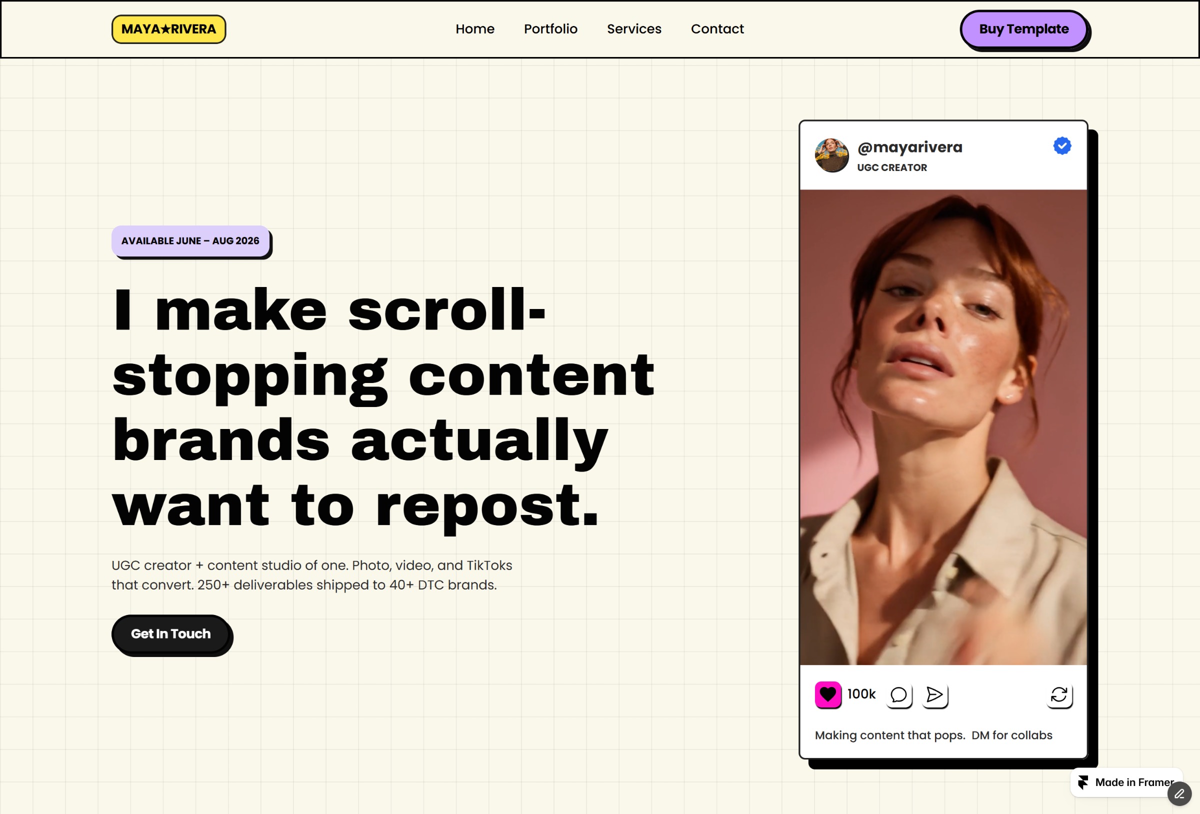 UGC Portfolio Template for Creators
