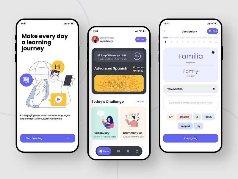 Language Learning App Ui Design by Mostafizur Rahaman