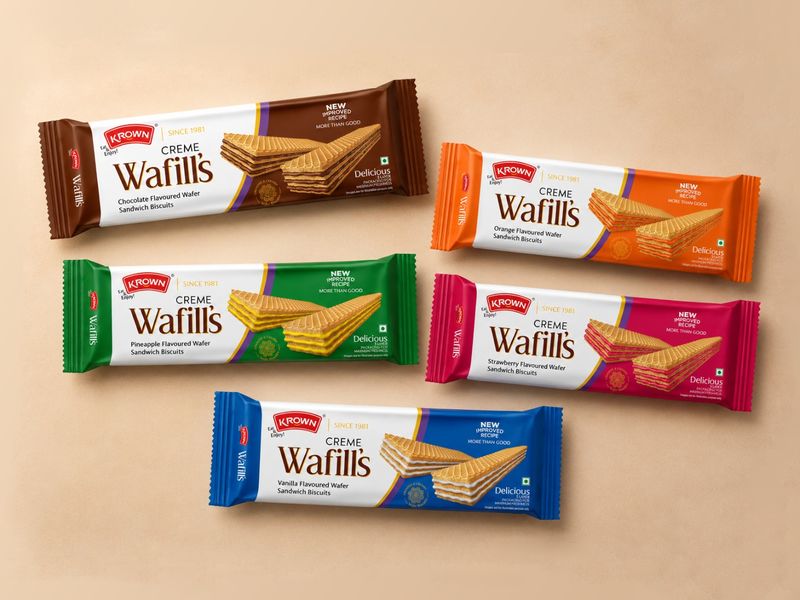 KROWN Wafills – Premium Wafer Sandwich Biscuit Packaging