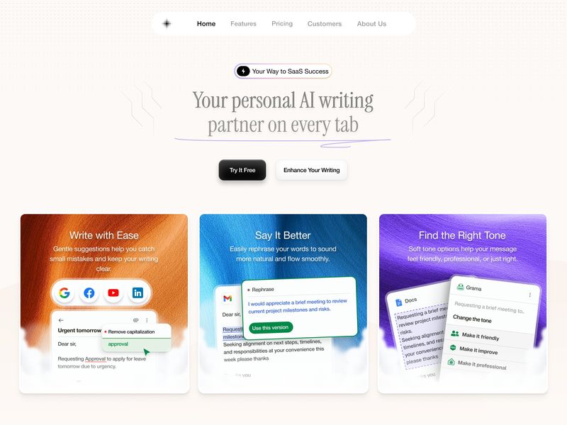 Minimalist AI Copywriting Landing Page 🚀