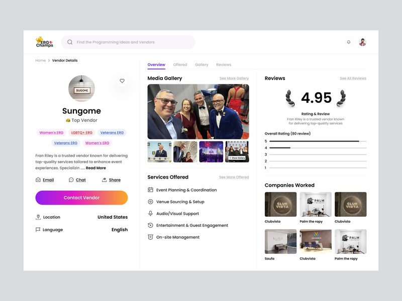 ERG Champs – Event Management dashboard | Entertainment