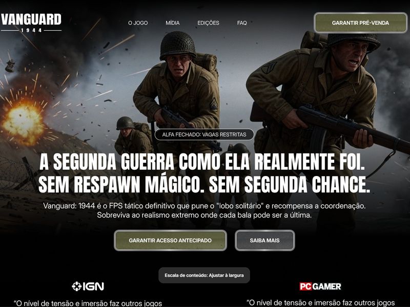 UI Landing Page WWII Game Challenger - WIP