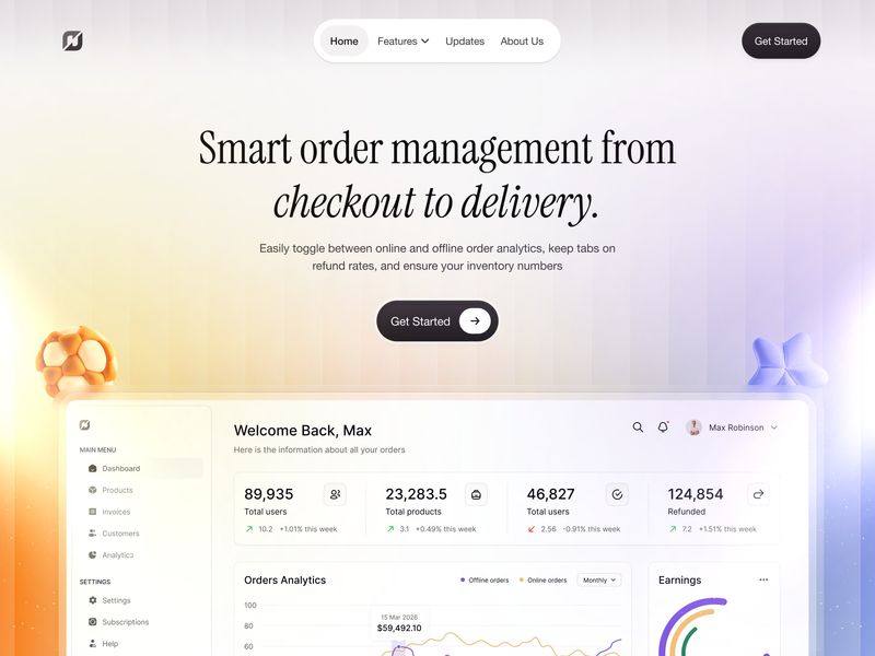 📦 Smart Order Management — E-Commerce SaaS Website Design & Development in Framer | Landing Page | Creative  Book a call for work like this on - https://airzon.agency