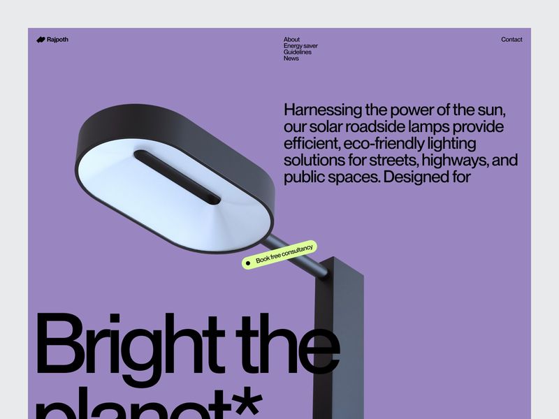 Solar Lamp Website Hero Section