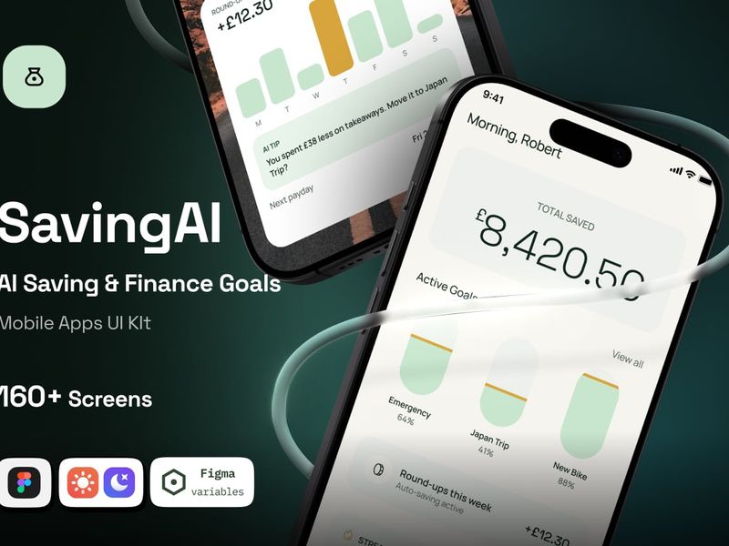 Saving AI - AI Saving & Finance Goals App - Mobile UI Kit - Mobile design asset by ui8