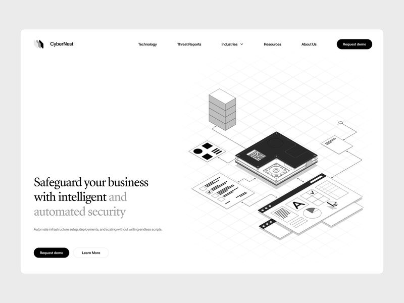 Isometric illustration animation hero section