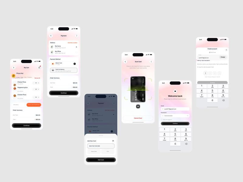 Food Delivery & Seamless Checkout App – Mobile UI/UX Concept