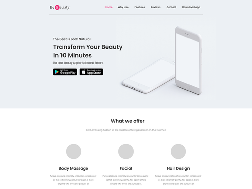Be Beauty - Design-App Landing Page Multi-Color PSD on Behance