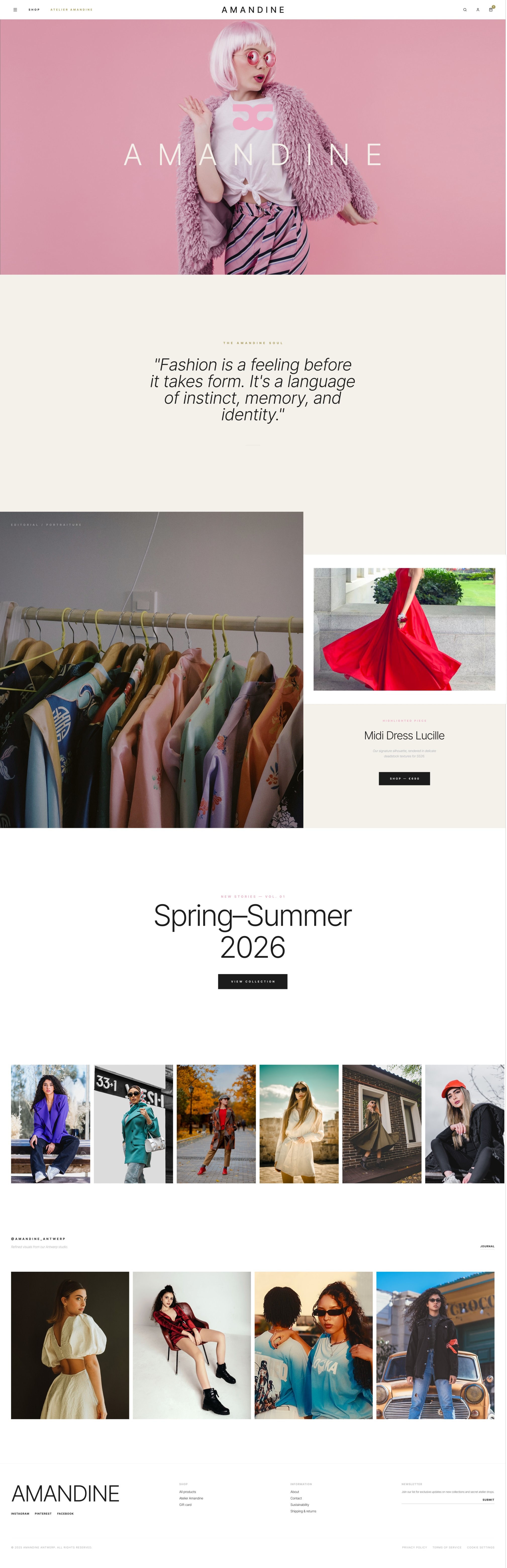 Ecommerce Website Design - Amandine Image 0