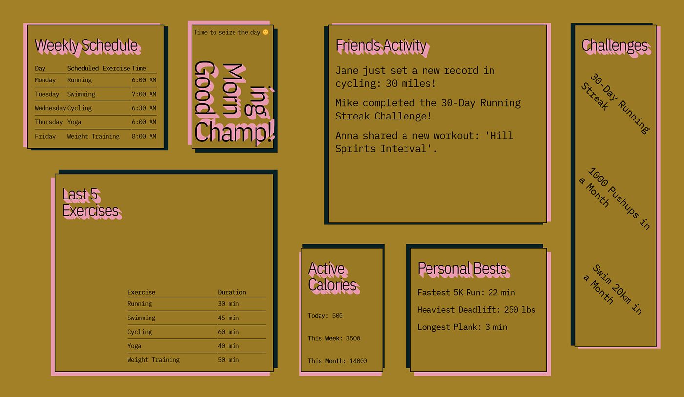 Neo Brutalism Fitness App Dashboard