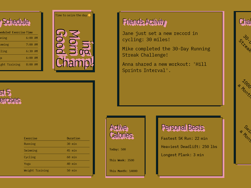 Neo Brutalism Fitness App Dashboard