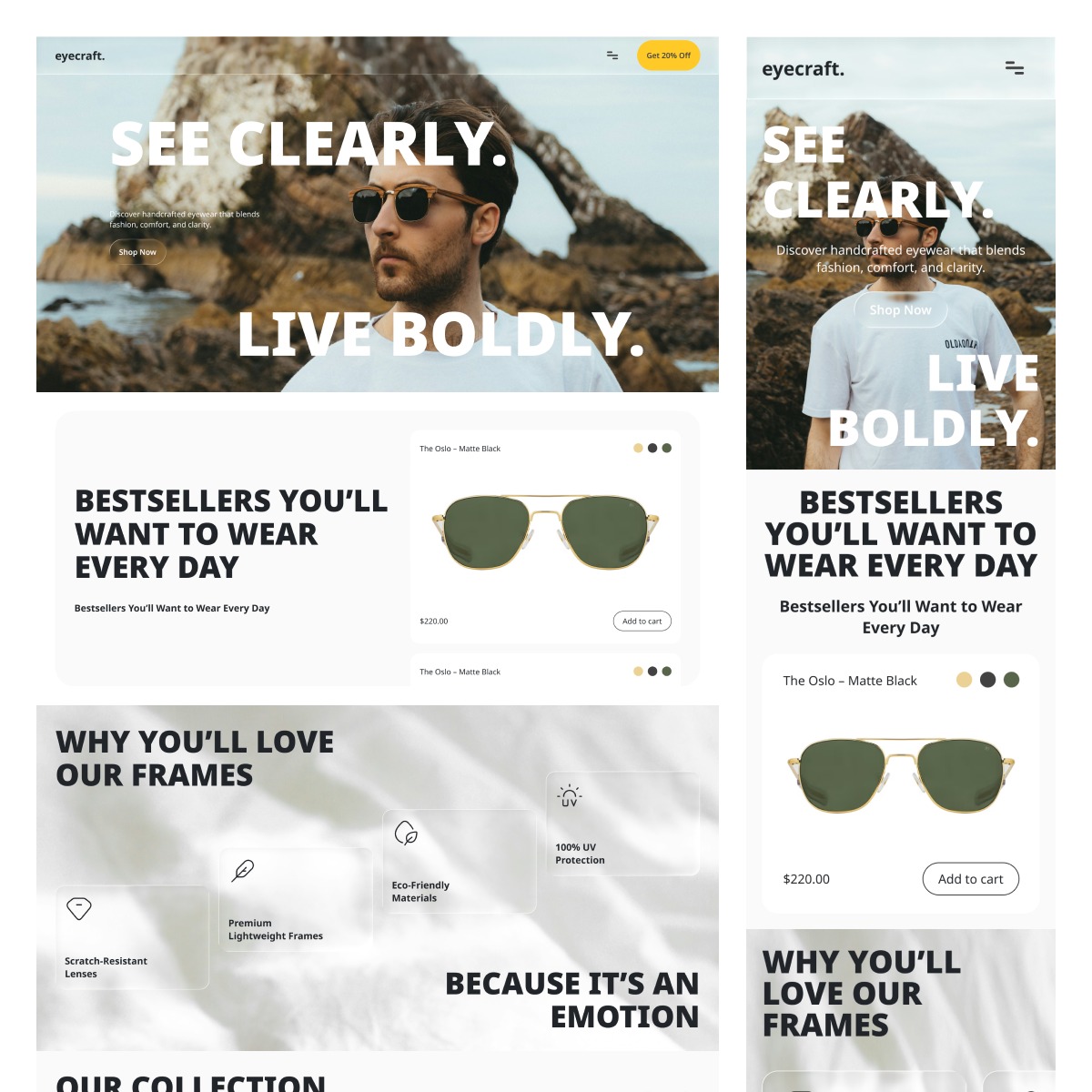 Eye Craft — Landing Page for Eyewear Brand