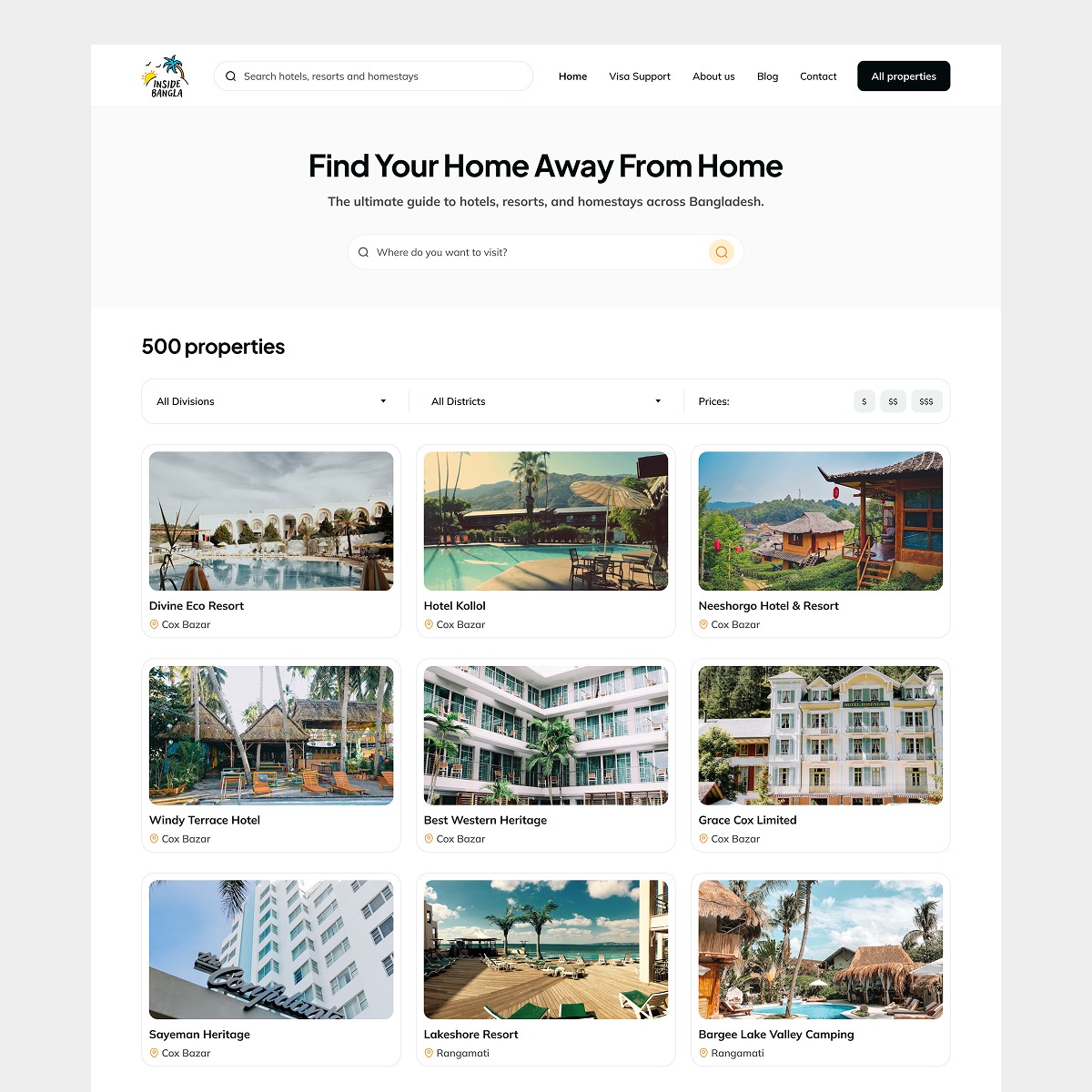 Property Listing UI in Inside Bangla