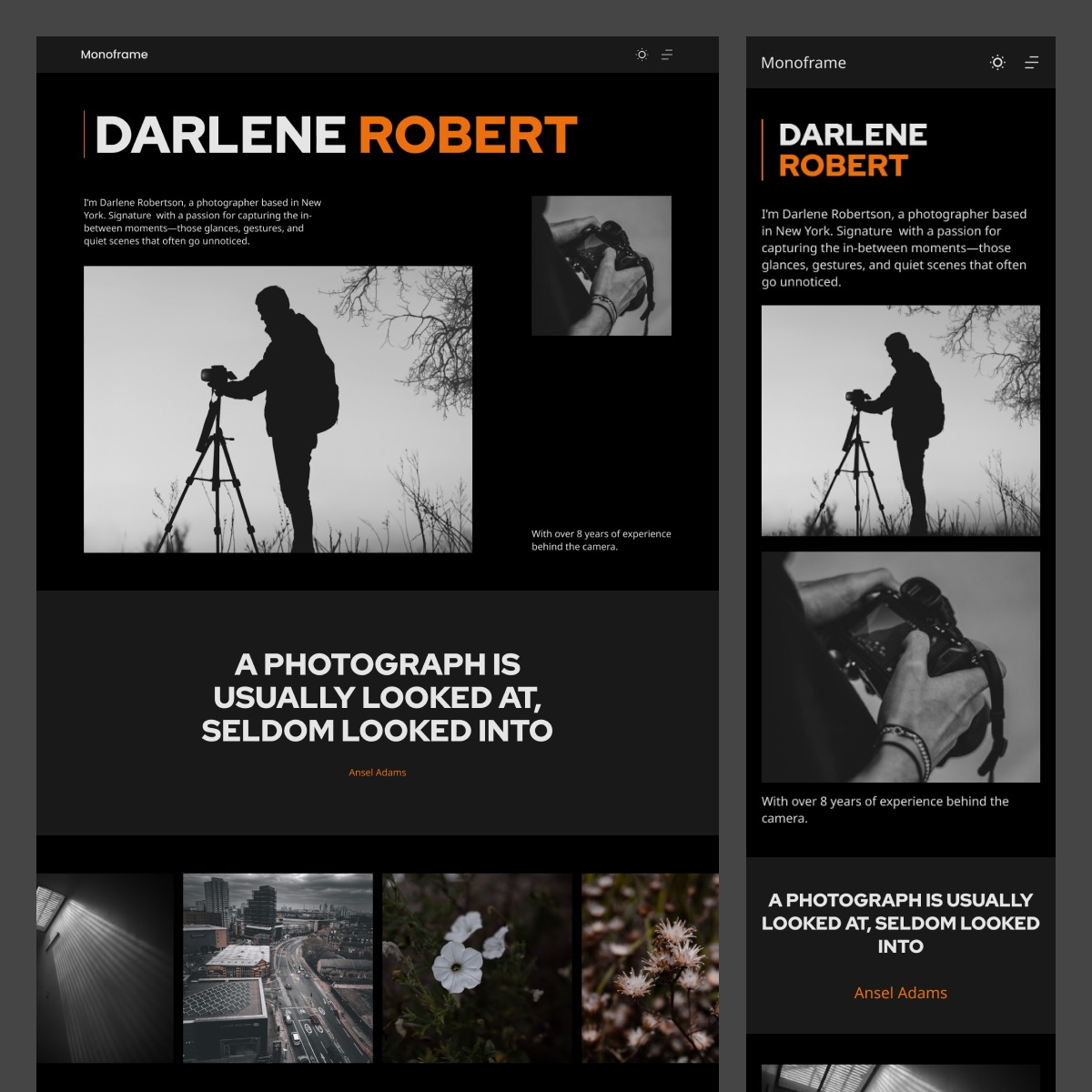 Monoframe - Photography Portfolio Website Framer Template