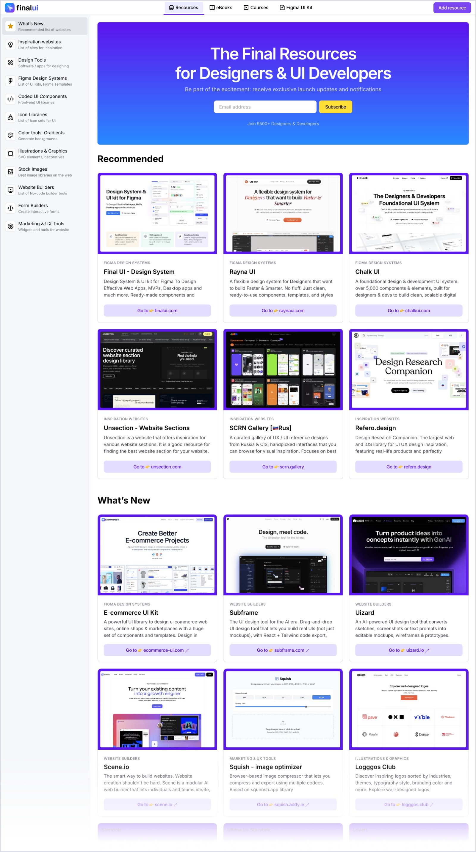 Final UI  - Resources and Tools