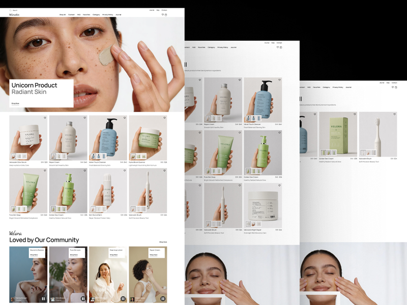Veloraskin – Skincare E-commerce Website Template - Ecommerce design asset by UI8