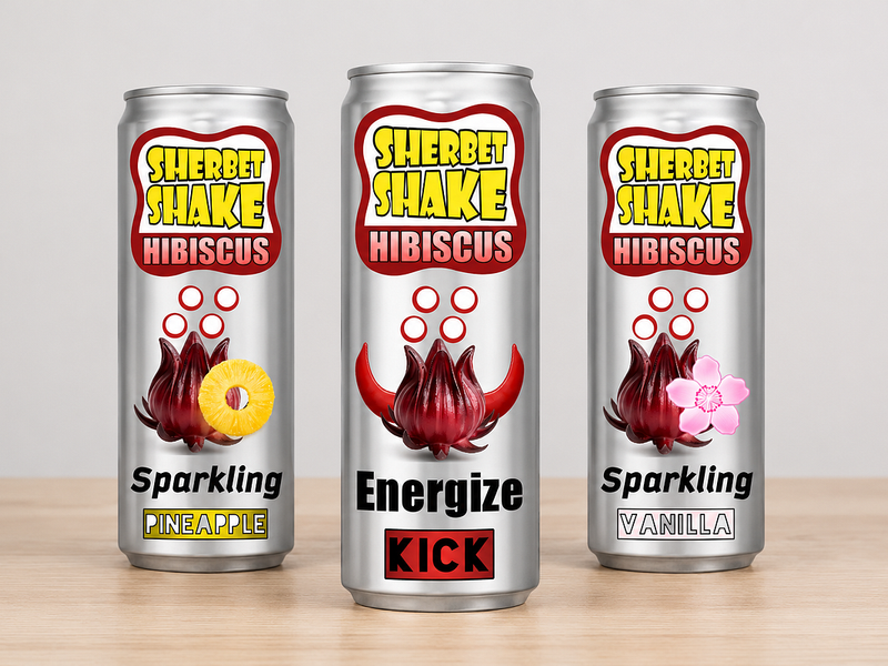 SHERBET SHAKE — HIBISCUS | Bold Energy Drink Packaging & Adverti