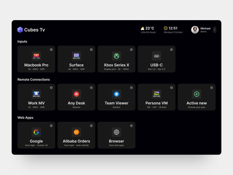 Cubes OS — TV Operating System | SaaS UI Design
