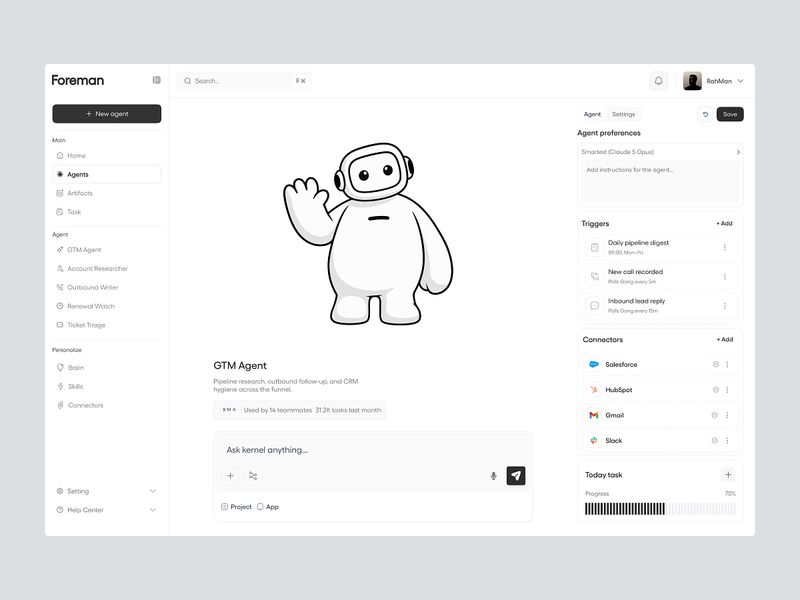 AI Agent Builder Platform | Enterprise SaaS Dashboard UI/UX