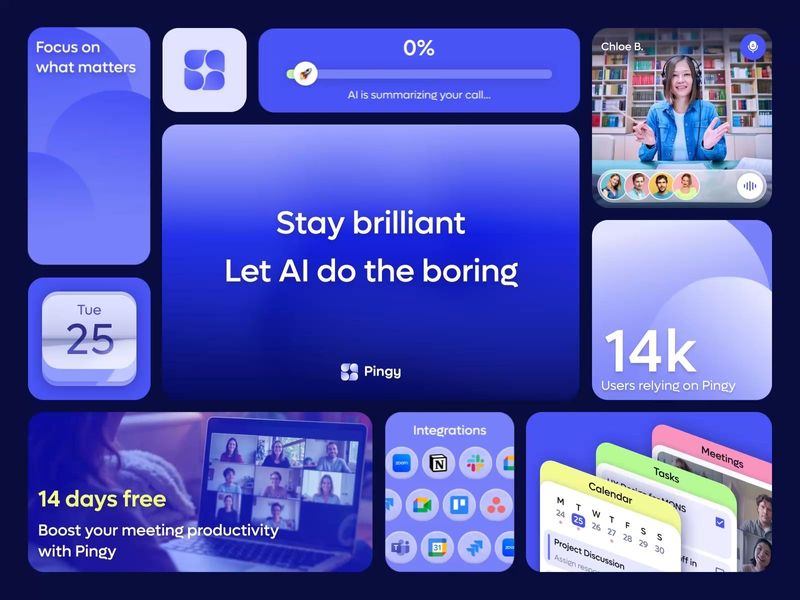 Animated Bento Grid for AI Assistant