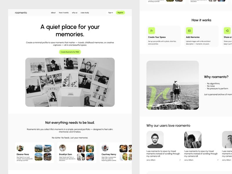 Roamento Landing Page Design