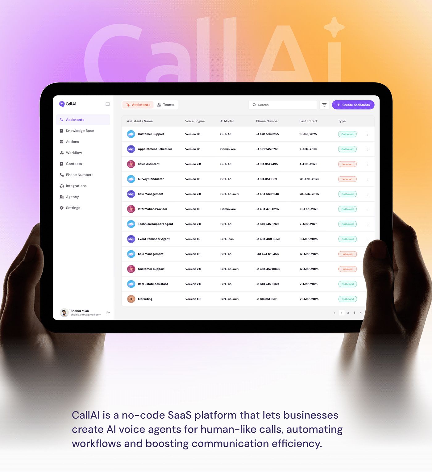 CallAI Voice Agent Platform | Call Automation UX Design by Wavespace ...