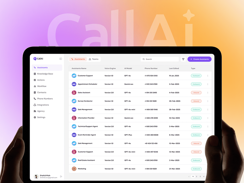 CallAI Voice Agent Platform | Call Automation UX Design