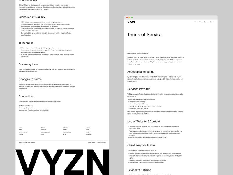VYZN Video Production Agency Template