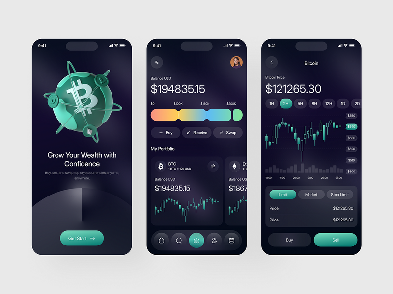 Crypto Wallet & Trading App - Investment & Market UI