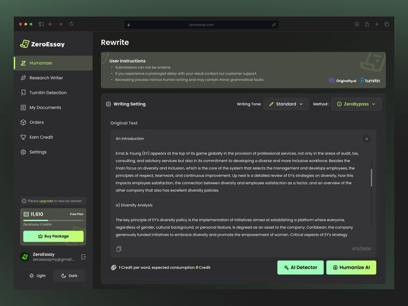 ZeroEssay - AI Writing Dashboard