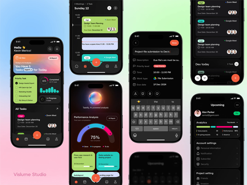 AI-Powered Productivity App — Full Screen Showcase of TaskifyAI by Vislume Studio