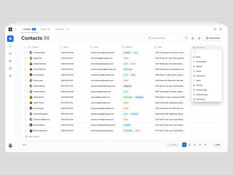 CRM - Contacts Home Page Design