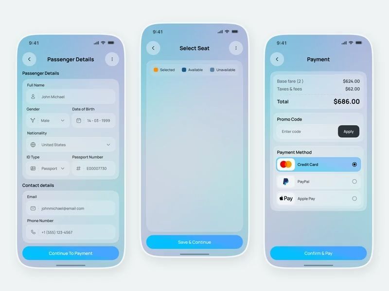 Flight Booking Mobile App Animation