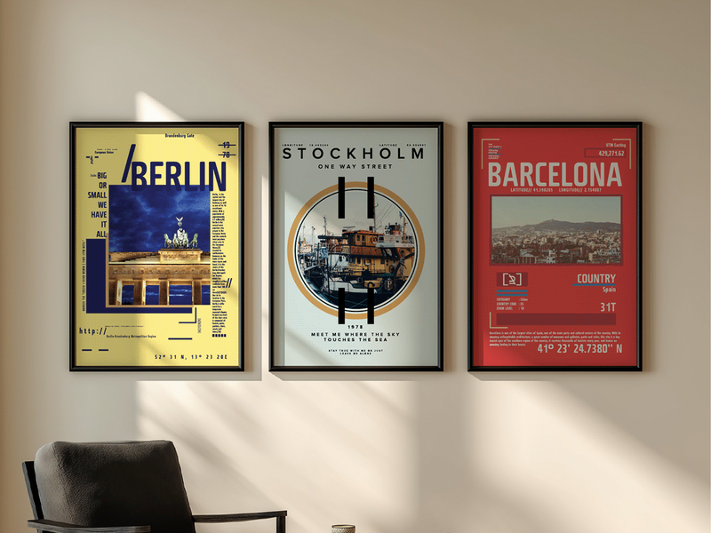 Free 3 AI Posters — Berlin, Stockholm, Barcelona