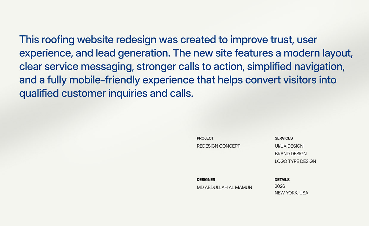 Roofing Services Website Redesign | Modern Concept Image 0