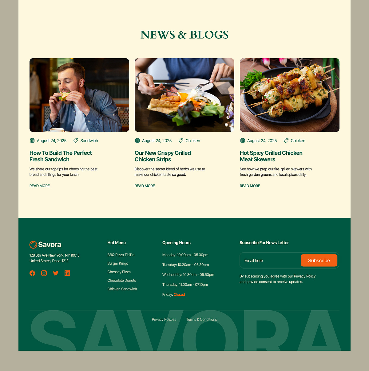 Savora | Modern Restaurant Website Design Image 3