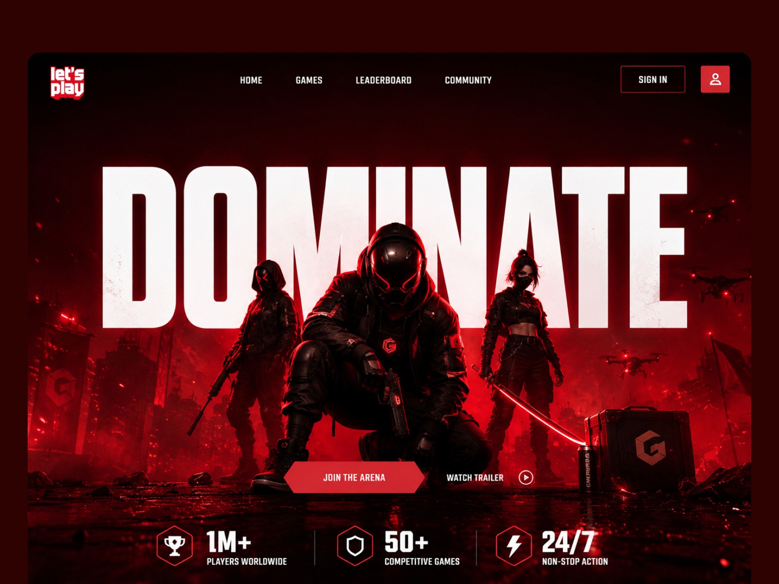 Dominate the Arena Next-Gen Gaming Interface Website Image 0