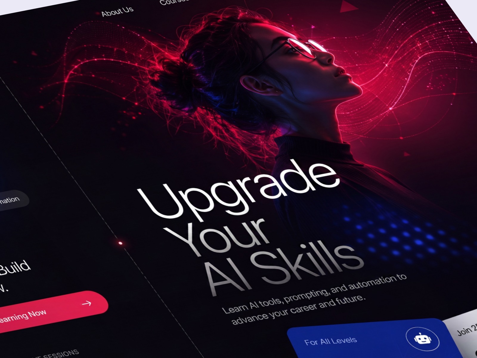 AI Learning Platform Website Hero Section Design Dark UI Image 1