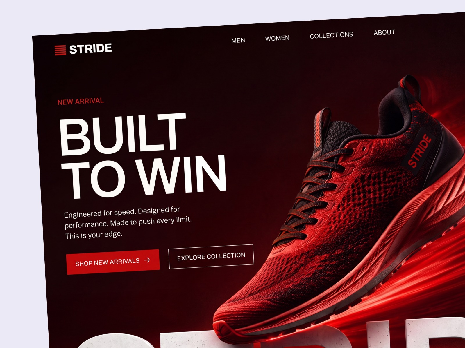 STRIDE - High-Performance Shoe Store Landing Page Image 0