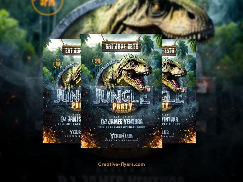 Jungle Party Flyer (Jurassic Park Theme)