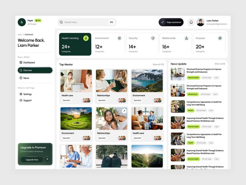 Health & Wellness Dashboard UI - Mentorship Platform